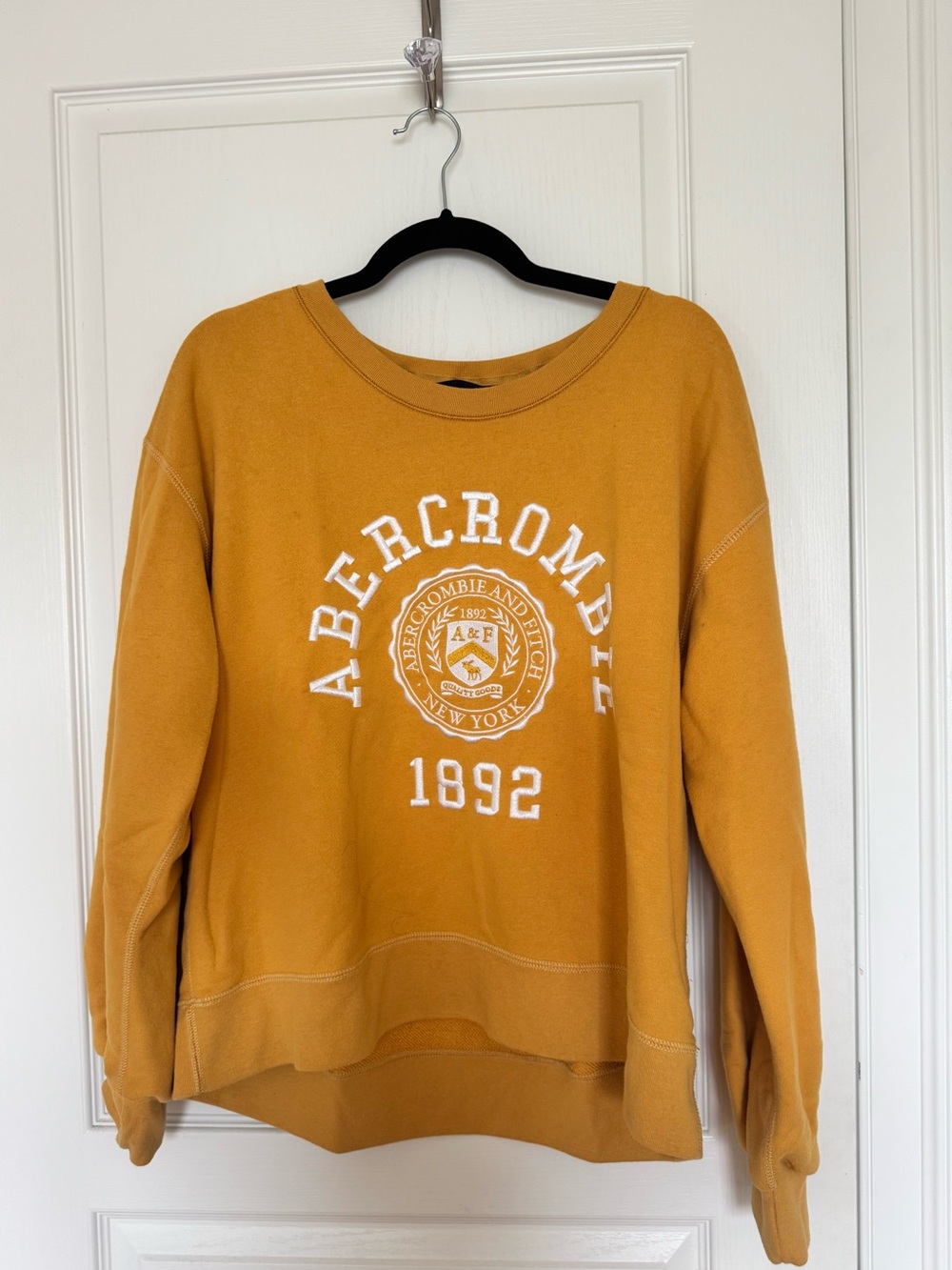 Abercrombie & Fitch Mustard Yellow Crewneck with White Crest